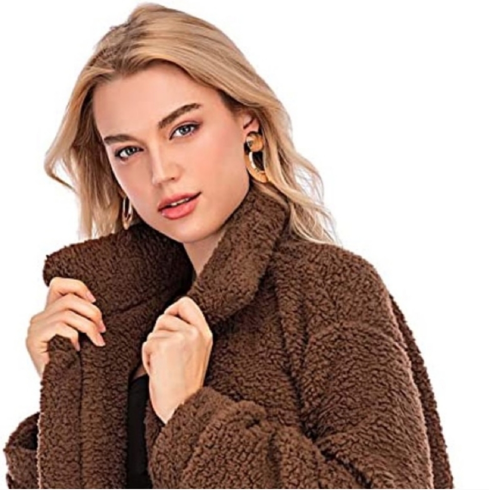 Comeon Women's Faux Fur Jacket Shaggy Jacket Winter Fleece Coat Outwear